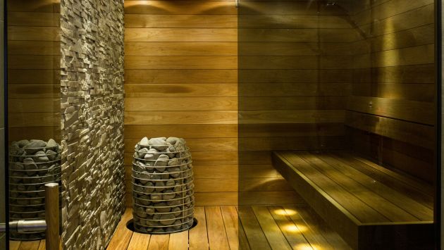 Eine moderne Sauna von Innen