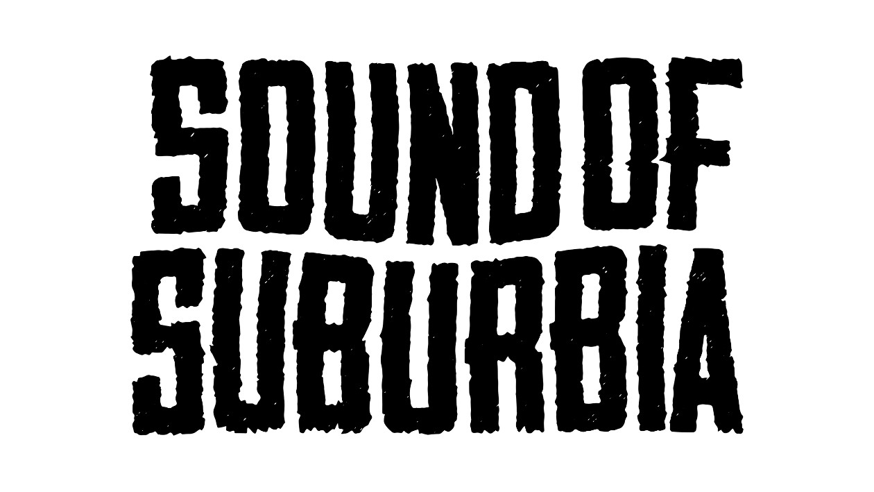 Schwarzes Sound of Suburbia Logo auf weißem Hintergrund