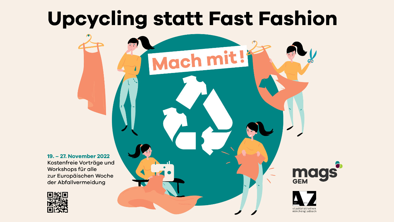 Werbeplakate zur Upcycling Veranstaltung während der Europäischen Woche der Abfallvermeidung