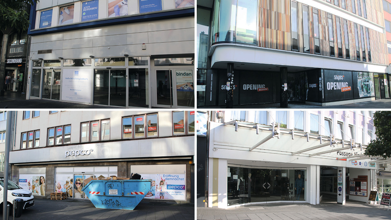 Vier Fotos von Neueröffnungen auf der Hindenburgstraße