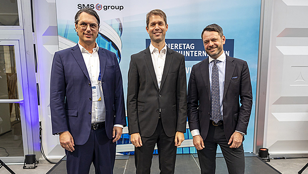 Veranstalter und Gastgeber: (v.l.) Stefan Klemm (Entrepreneurs Club), Jochen Burg (CEO SMS Group), Dr. David Deißner (GF Stiftung Familienunternehmen)